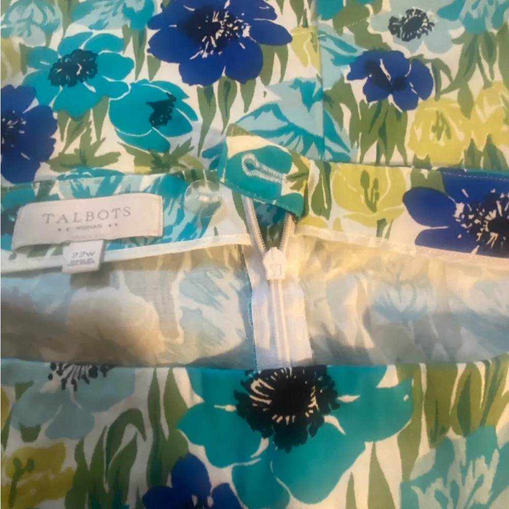 Talbots Blue and Green Floral Pencil Skirt
